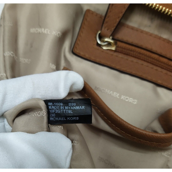 Michael Kors Jet Set Brown Crossgrain Leather Pockets Zipper Tote Shoulder Bag - Picture 16 of 16